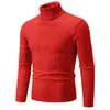 Suéteres masculinos 2023 outono e inverno quente gola alta sólida elástica malha inferior pulôver suéter homens harajuku