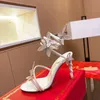 Rene Caovilla kroonluchter kristal verfraaide sandalen leer stiletto hakken avondschoenen vrouwen hakken luxe ontwerpers enkel wraparound schoenen fabrieksschoenen schoenen