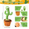 Decorative Objects Figurines Dancing Cactus Repeat Talking Toy Electronic Plush Toys Can Sing Record Lighten Battery USB Charging Early Funny Gift 230905