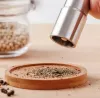 Manual Pepper Mills Salt Shakers One-handed Pepper Grinder Stainless Steel Sauce Grinders Stick Kitchen Tools 27*153mm Wholesale 0905