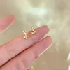 Pendientes De tuerca bonitos perlas simuladas flor pequeña para Mujer joyería De oreja De Color dorado Simple pequeños Pendientes florales Aretes De Mujer