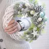 Dekoratif çiçekler beyaz çelenk hasır yuvarlak tasarım Noel ağacı rattan çelenk süsleme asma yüzük dekorasyon ev partisi asma286u