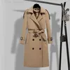 Misturas de lã feminina outono coreano trench coat para mulheres cintura ajustável sólida casacos longos roupas de inverno plus size escritório senhora blusão jaquetas l230905