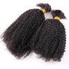 Pelucas de encaje Mongolia Afro Keriting Rambut Manusia Massal untuk Mengepang Tidak Ada Pakan Bundel Ekstensi UNTUK WANITA HITAM 100G 230905