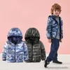 Down Coat Enfants Automne Down Manteau Camouflage Léger Coupe-Vent À Capuchon Vestes D'hiver pour Garçons Bébé Infant Puffy Survêtement R230905