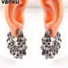 Navel Bell -knappringar Vanku 2PC Trendy Rostfritt stål Blommönster Örvikt Plug Body Piercing Smyckemätare Expanders Bårar 230905