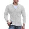 Suéteres masculinos Slim Fit Sweater elegante malha cardigan lapela casaco single-breasted com textura torcida resistente ao frio