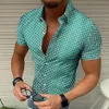 Novedad de verano, camisas a cuadros de manga corta para hombre, top informal de talla grande con solapa para hombre, vestido con botones, camisa para hombre, blusa 218u