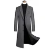 Women's Wool Blends 2023 New Extra Long Wool Trench Coat Male Winter Brand Mens Cashmere Coat Slim Fit Woolen Peacoat Windbreaker Manteau Homme 4XL HKD230904