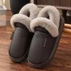 Hausschuhe Mode Wasserdichte Winter Plus Frauen Hause Warme Innen Leder Pelzigen Baumwolle Schuhe Unisex Prägnante Plattform Männer Hausschuhe X0905