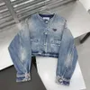 Denimjacka kvinnor kappa designer triangeljackor knapp bokstäver höststil smal för lady outfit kvinna jeans överized classcia380