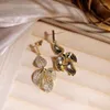 عشيق الأقراط العناصر الطبيعية Ginkgo Drop الأنيقة Leaf Leaf Dangle Simple Zircon Jewelry Gift