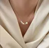 Double layer pearl camellia necklace for women's summer neck chain tassel collarbone chain matching accessories For Women Jew2658