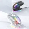 Souris X2 PRO souris Gamer Bluetooth nirkabel Dok pengisian daya lampu RGB Koneksi 3 Mode transparent USB C berkabel 2 4G 230905