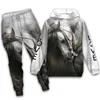 Tute da uomo PLstar Cosmos Love Horse Set di tute stampate in 3D Pantaloni con cappuccio casual 2 pezzi Tuta oversize Moda Uomo Abbigliamento