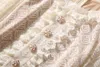 2023 Autumn Black Floral Lace Koronkowe sukienki z koralikami Długie rękaw okrągła szyja dhinestone długie Maxi Sukienki S3S020831