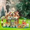 Blocks Creative Street View Bee House Pork Shop Model Building Block City Architecture Home Toys Kids Gifts R230905