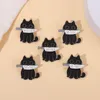 Klasik Siyah Killer Kedi Emaye Pimleri Komik Hayvan Yavru Kedi Bıçağı Broşlar Gömlek Kapı Rozeti Karikatür Mücevher Hediyesi Arkadaş İçin
