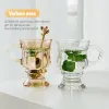 Mini bicchiere di succo vintage in rilievo da 150 ml con manico alto in vetro ambrato ad alto livello di aspetto Girly Heart accompagnato da un regalo per diserbo calici da vino bicchieri riutilizzabili