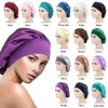 Women Satin Wide-brimmed Sleeping Hat Night Sleep Cap Hair Care Bonnet Nightcap Men Unisex Cap bonnet Shower Silk Head Wrap321b