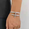 Tryb Bangle Kustom Wanita Pria Gelang Salib Pedang Keadilan Hip Hop 2 Baris Berlian Mewah CZ Kubik Crironia Gelang Manset 230904