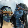 أقنعة الحفلات فيلم Avatar 2 Mask Mask Latex مع Hair Na'vi Neytiri Mask Comple Comple Come Costum