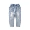 Jeans IENENS 4-13 Years Boys Clothes Slim Straight Jeans Classic Bottoms Kids Denim Clothing Long Pants Kids Baby Boy Casual Trousers 230904