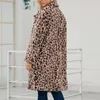 Womens Wool Blends Leopard Print Jacket Warm Long Sleeve Body Furry Outerwear Women Clothing Cardigan Autumn And Winter Coats 230905