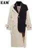 Womens Trench Coats EAM Women Khaki Big Size Asymmetrical Lapel Long Sleeve Loose Fit Windbreaker Fashion Spring Autumn 1K912 230904