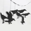 Andra evenemangsfestleveranser Glitter Black Crow Cage Halloween Dekorationer för gotiskt träd hängande Raven Bird Banner Garland 230904