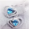 Boucles d'oreilles en topaze bleue naturelle, bijoux fins en argent Sterling 925 véritable