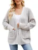 Maglieria da donna Cardigan lavorato a maglia da donna a maniche lunghe aperto sul davanti autunno giacca casual maglione con tasche