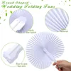 100pcs White Heart Shape Folding Fan Blank Paper Hand Fans With Plastic Handles DIY Painting Birthday Wedding Party Decor Sep05