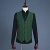 Costumes pour hommes Blazers vert Boutique rayure robe de mariée costume trois pièces mâle formel affaires Plaid décontracté veste gilet 2877