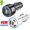 Ny Dual Type C USB -billaddare Fast Charging USB PD QC3.0 Typ C Fast Charger för iPhone Samsung Xiaomi Car Phone Charger Adapter