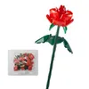 Blöcke Einzelne Romantische Rot/Rosa/Blau Kreative Rose Blumenstrauß Bausteine Für Immer Liebe DIY Spielzeug Für Mädchen geschenk R230905