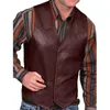 Men's Vests Men's Retro Leather Vest Single-breasted Undershirt Vest Men Jacket Vintage Suit Vest Plus Size S-5XL 230904