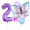 Andere Partyzubehör für Veranstaltungen, lila Schmetterlingsballons mit 32-Zoll-Riesenzahl „Alles Gute zum Geburtstag“, Globos-Dekorationen für Kinder und Mädchen, 230905