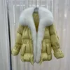Kvinnors päls faux naturlig kappa kvinnor avtagbar riktig jacka kvinnlig vinter vit anka ner lös varma mode casual parkas 230904