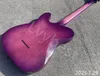7 String Elektro Gitar Katı Kül Vücut Akçaağaç Boyun Birleştirilmiş Kafa Üstünde Aynı Vücut Rengi Işık Mor Patlama Dize Vücut Ferrules Rosewood Klavye Yok