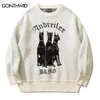 Suéter dos homens Homens Vintage Sweater Y2K Streetwear Hip Hop Vintage Malha Doberman Dog Sweaters Outono Harajuku Moda Retro Casual Sweaters 230905
