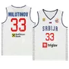 Tryckt 2023 VM Serbia Basketball Srbija Jersey 13 OGNJEN DOBRIC 23 Marko Guduric 14 Dusan Ristic 30 Aleksa Avramovic 27 Dejan Davidovac 51 Boban Marjanovic