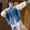 Damen Jacken Winterjacke Blau Spleißen Y2k Baseball Mantel Frauen Faux Teddyfell Basic Weibliche Mode Vintage Haruku Kawaii 230904