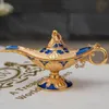 Decorative Objects Figurines Zinc Alloy Drip Color Aladdin Magic Lamp Creative Retro Home Crafts Metal Ornaments Birthday Gifts Decor 230905