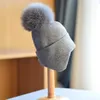 Beanieskull Caps Fashion Fashion Fack Warm Hear Cap for Autumn Winter Rabbit Rabbit Fur Kinitt