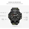 Smael Brand Men Dual Time kamuflaż wojskowy cyfrowy zegarek LED na rękę 50 m wodoodpornych 1545 mld zegarków sportowych 254g