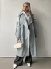 Damestrenchcoats Lente Herfst Designer Korea windjack Maxi lange jas Katoenen bovenkleding 230904