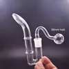 2pcs glass oil burner pipe Hookahs Glass J Hook Adapter 14mm Joint for smoking Water Bongs Ash Catcher with 30mm oil pot