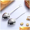 Coffee Tea Tools Heart Shaped Infuser Mesh Ball Stainless Steel Loose Herbal Spice Locking Filter Strainer Diffuser Drop Delivery Dhjka