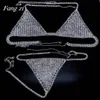 Navel Bell -knappringar Sexiga kvinnors lysande bh och thong Women's Charm Bikini Crystal Body Jewelry Sling underkläder smycken gåvor grossist 230905